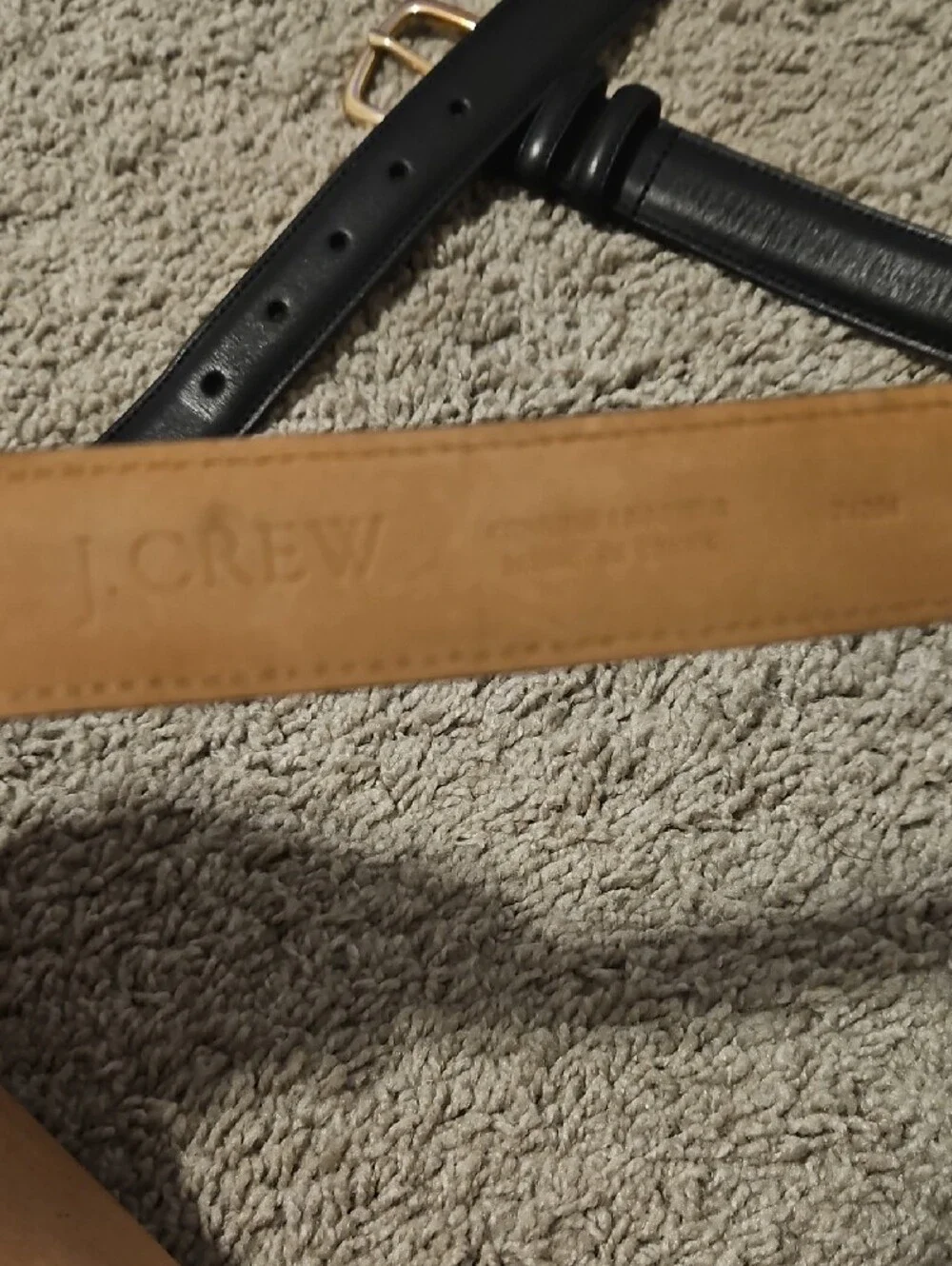 J. Crew Black Leather Belt with Gold Buckle - Picture 2 of 4